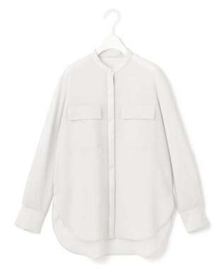 ICB 【洗える】シアーボイル バンドカラーシャツ トープ系