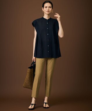 自由区 S 【SHIHOさん着用・昨年大好評・新色追加・後ろウエストゴム】シェルタリングテーパード パンツ ［新色］サンタンブラウン