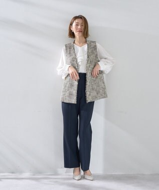 YECCA VECCA サイドベルテッドハイウエストパンツ Navy