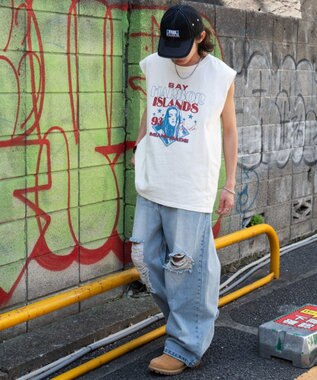 WEGO 【ユニセックス着用ITEM/MLサイズ展開】ヴィンテージライクグラフィックノースリーブ 柄10