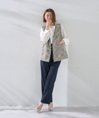 YECCA VECCA サイドベルテッドハイウエストパンツ Navy