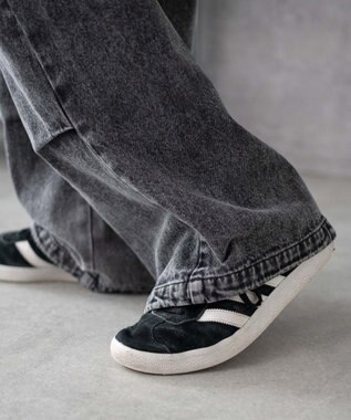 WEGO 【XS～Mサイズ展開/ウエストゴム 】デニムイージーパラシュートカーゴパンツ デニムブラックソノタ