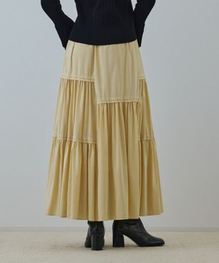 GRACE CONTINENTAL ティアードロングスカート イエロー