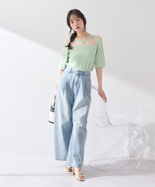earth music&ecology シアーヨークニットプルオーバー Mint Green