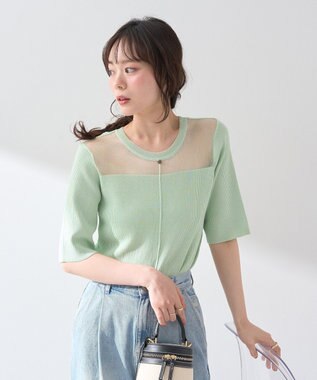 earth music&ecology シアーヨークニットプルオーバー Mint Green