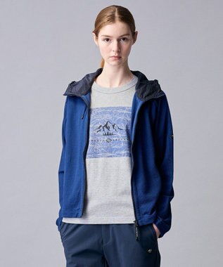 JOSEPH ABBOUD MOUNTAIN 【異素材コンビネーション】グリットワッフルアクティブパーカー ブルー系