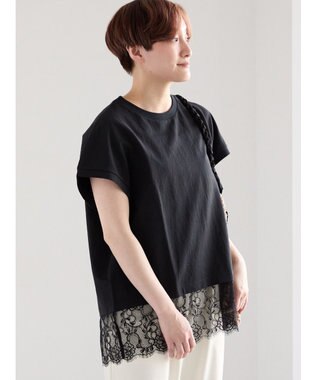 Te chichi 【接触冷感/マシンウォッシャブル】レースヘムTシャツ《2026 SUMMER LOOK item》
