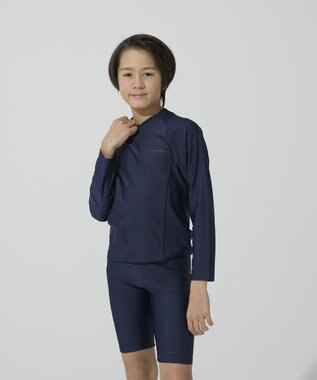 BEAMS SCHOOL 長袖被りラッシュガード ネイビー×ブラック