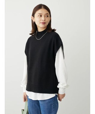 Green Parks ＳＥＴ２点モックネックカノコベスト＋ロンＴＥＥ Black