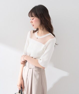 earth music&ecology シアーヨークニットプルオーバー Ivory