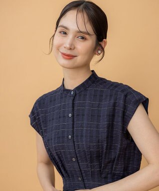 組曲 S ラメシアーチェック ワンピース ネイビー系3