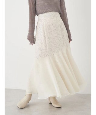 earth music&ecology 切替フラワースカート Grayish Blue