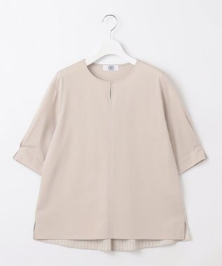 J.PRESS LADIES L プレーティングジャージー ブロッキング カットソー ライトグレー系