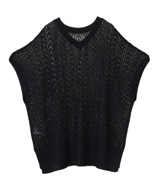 Green Parks 透かし編みニットチュニック Black