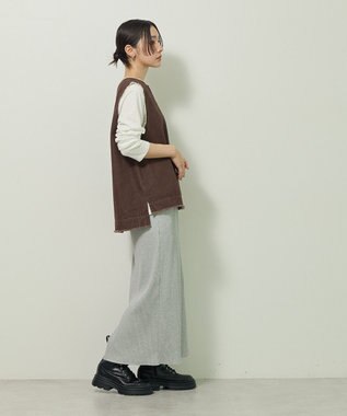 Green Parks フリンジ付きデニムベスト Brown