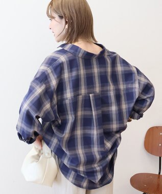 AMERICAN HOLIC イージーケアチェックシャツ【360°着こなしシャツ】 Blue