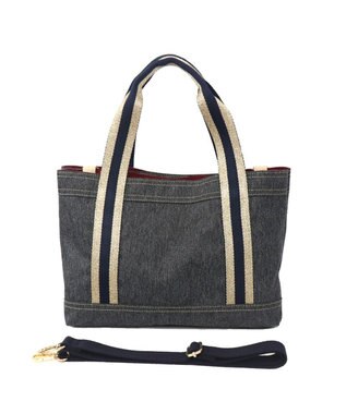 Regalo Felice 【撥水 / 色落ちしないデニム調生地 / ショルダー付】2層トート / REGALO BK(ブラック×ゴールドネイビー)