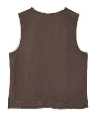 Green Parks フリンジ付きデニムベスト Brown