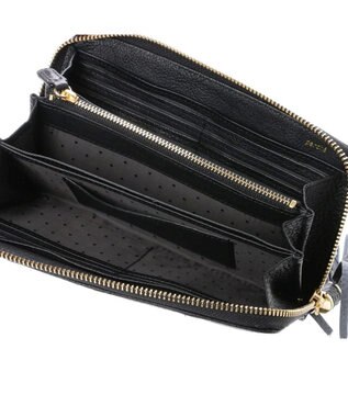 UNBILLION ペルケ perche / 牛革ドット刺繍ラウンド長財布 ブラック