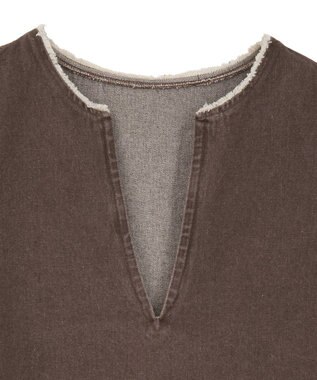 Green Parks フリンジ付きデニムベスト Brown