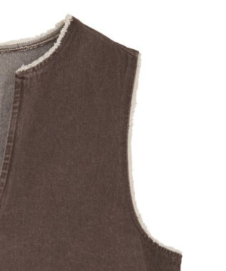 Green Parks フリンジ付きデニムベスト Brown