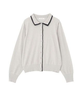 Green Parks ここちニット衿付き配色プルオーバー Gray