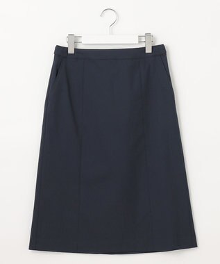 J.PRESS LADIES 【セットアップ対応・洗える・撥水・防汚】コットンFITTYシャーク スカート ネイビー系