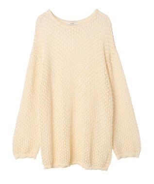 earth music&ecology メッシュ編みニットプルオーバー Ivory