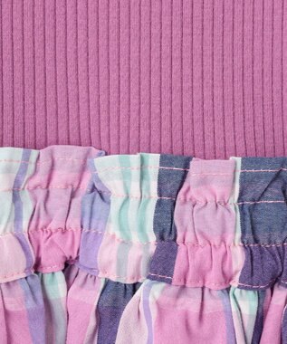 ANY KIDS チェック ドッキング ワンピース ローズ×マドラスチェック