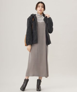 J.PRESS LADIES 【WEB限定カラーあり】パイルジャージー ジップアップ パーカー チャコール系
