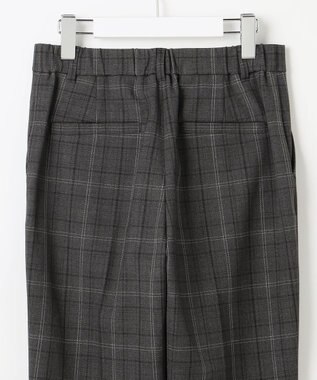 自由区 L 【19号サイズまで展開】TRギャバ裏起毛チェック柄テーパード パンツ チャコール系チェック