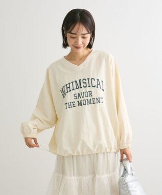 Green Parks ナイロンロゴＶネックプルオーバー Ecru