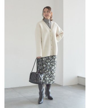 Te chichi 起毛ミドルVネックカーディガン オフホワイト