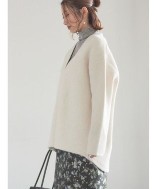 Te chichi 起毛ミドルVネックカーディガン オフホワイト