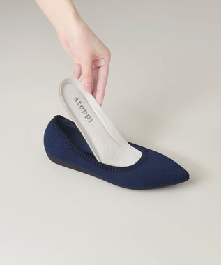 steppi 【洗える/撥水】ベーシック ポインテッド パンプス ネイビー