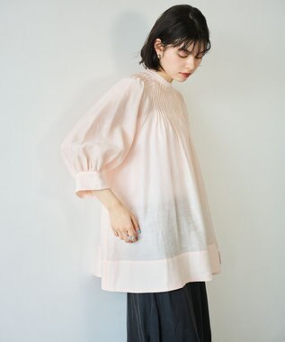 #Newans 【金子綾さんインスタライブご紹介アイテム】（前後着用可能）ピンタックシアーブラウス シアーピンク