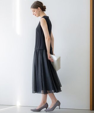 23区 【APPLAUDIR】クリアジョーゼットコンビ ドレス ブラック系