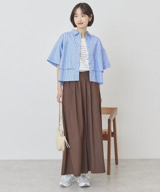 AMERICAN HOLIC 【マルチ機能】レイヤード５分袖シャツ Stripe