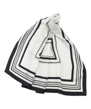 uncrave スクエア シルクスカーフ ホワイト×ブラック