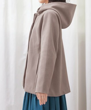 Tiaclasse フーデットショートコート モカ