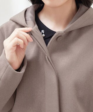 Tiaclasse フーデットショートコート モカ