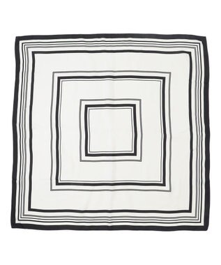 uncrave スクエア シルクスカーフ ホワイト×ブラック