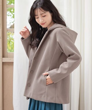 Tiaclasse フーデットショートコート モカ