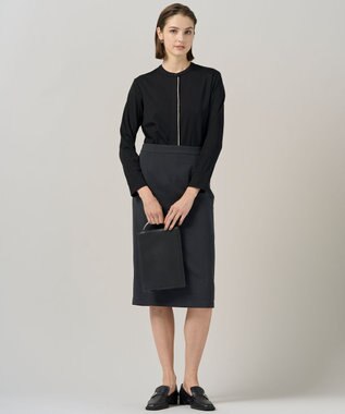 ICB 【洗える】 コンパクトモクロディ バンドカラーカットソー ブラック系