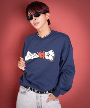 WEGO 【ユニセックス着用ITEM/MLサイズ展開】ハートモチーフプルオーバー ネイビー