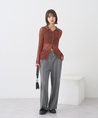 earth music&ecology センターシームタックスウェットパンツ Charcoal Gray