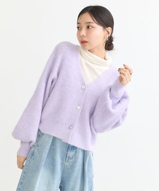 earth music&ecology アソートキラキラボタンカーディガン Purple