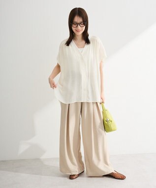 Green Parks フレンチスリーブリブドッキングシャツ Off White