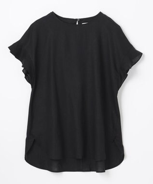 ANY 【洗える】ライトリネンクロスフレアスリーブ ブラウス ブラック