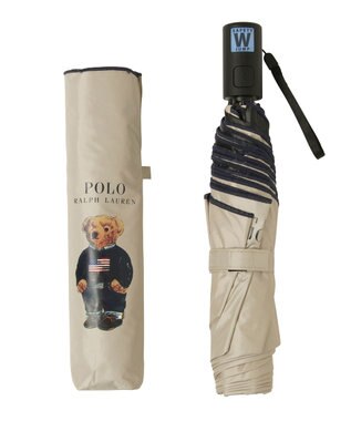 MOONBAT 【遮光率100％/遮熱/UV/自動開閉】POLO RALPH LAUREN（ポロ ラルフローレン）晴雨兼用日傘  ポロベア 折りたたみ傘 ユニセックス ベージュ